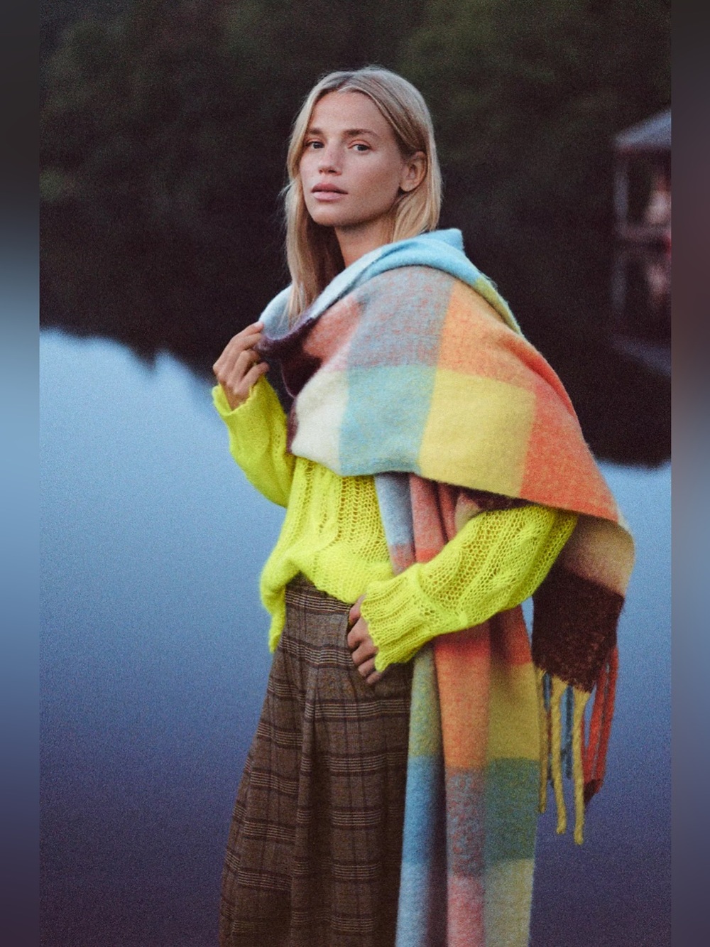 Anthropologie Check Scarf NWT Oversized Plaid Fall Winter